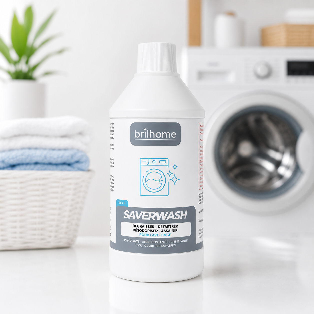 Saverwash BrilHome - Nettoyant Detartrant Desodorisant Lave-Linge 300ml