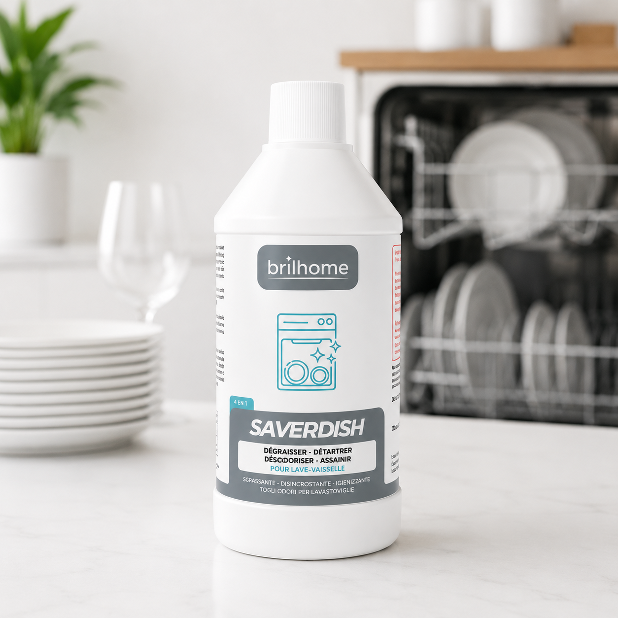 Saverdish BrilHome - Nettoyant Detartrant Desodorisant Lave-Vaisselle 300ml