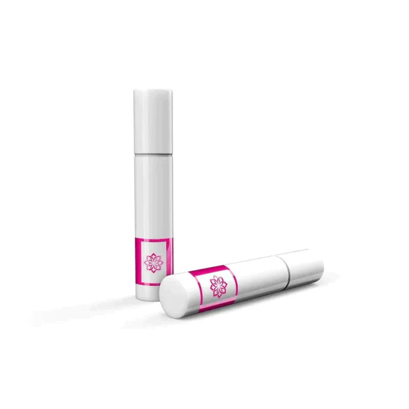 Echantillon parfum Chogan 143 mixte vanille palo santo deux tubes testeur blancs bande rose fuchsia sur fond blanc